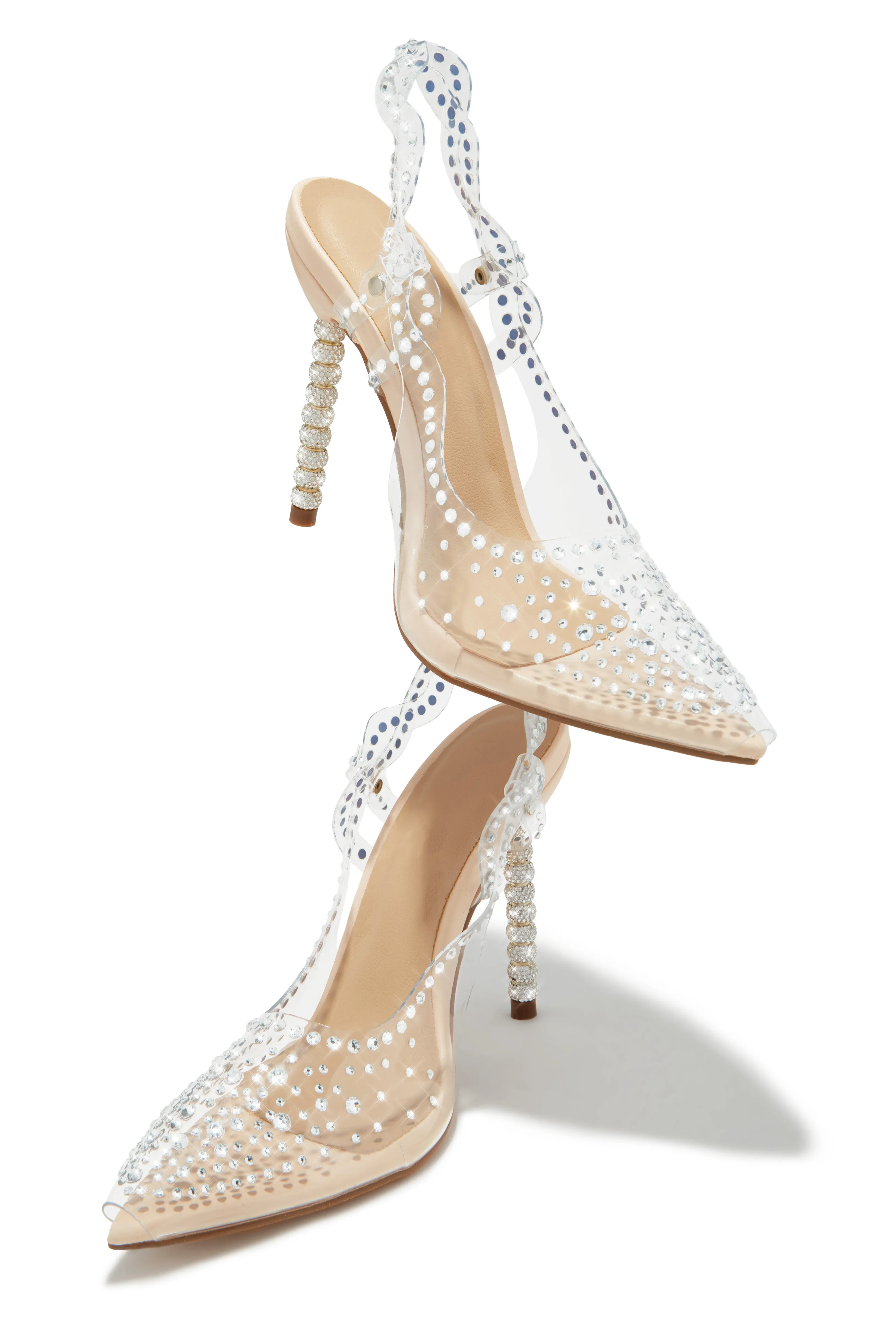 Gianella Embellished Slingback Pump Heels - Nude