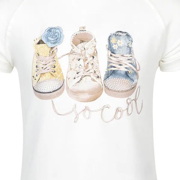 GIRLS T-SHIRT WITH SHOE GRAPHICS - OFFWHITE