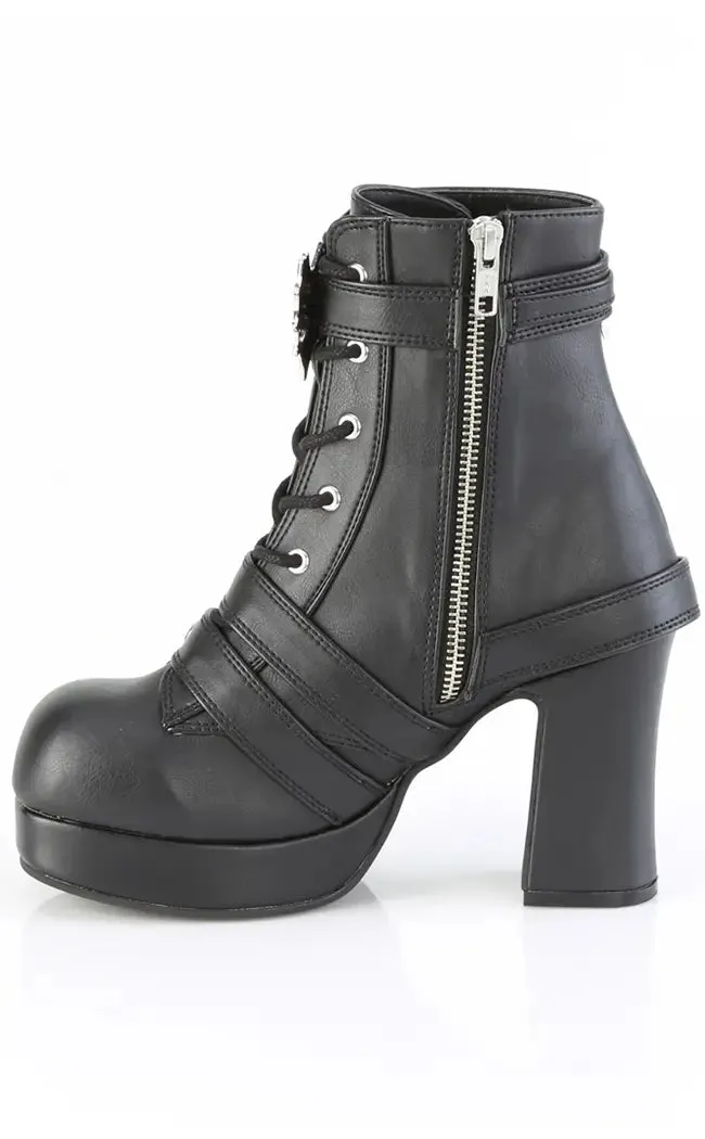 GOTHIKA-66 Black Vegan Leather Ankle Boots