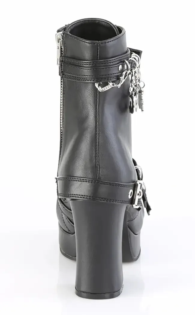 GOTHIKA-66 Black Vegan Leather Ankle Boots