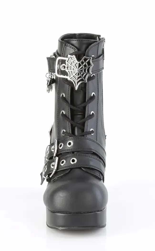 GOTHIKA-66 Black Vegan Leather Ankle Boots