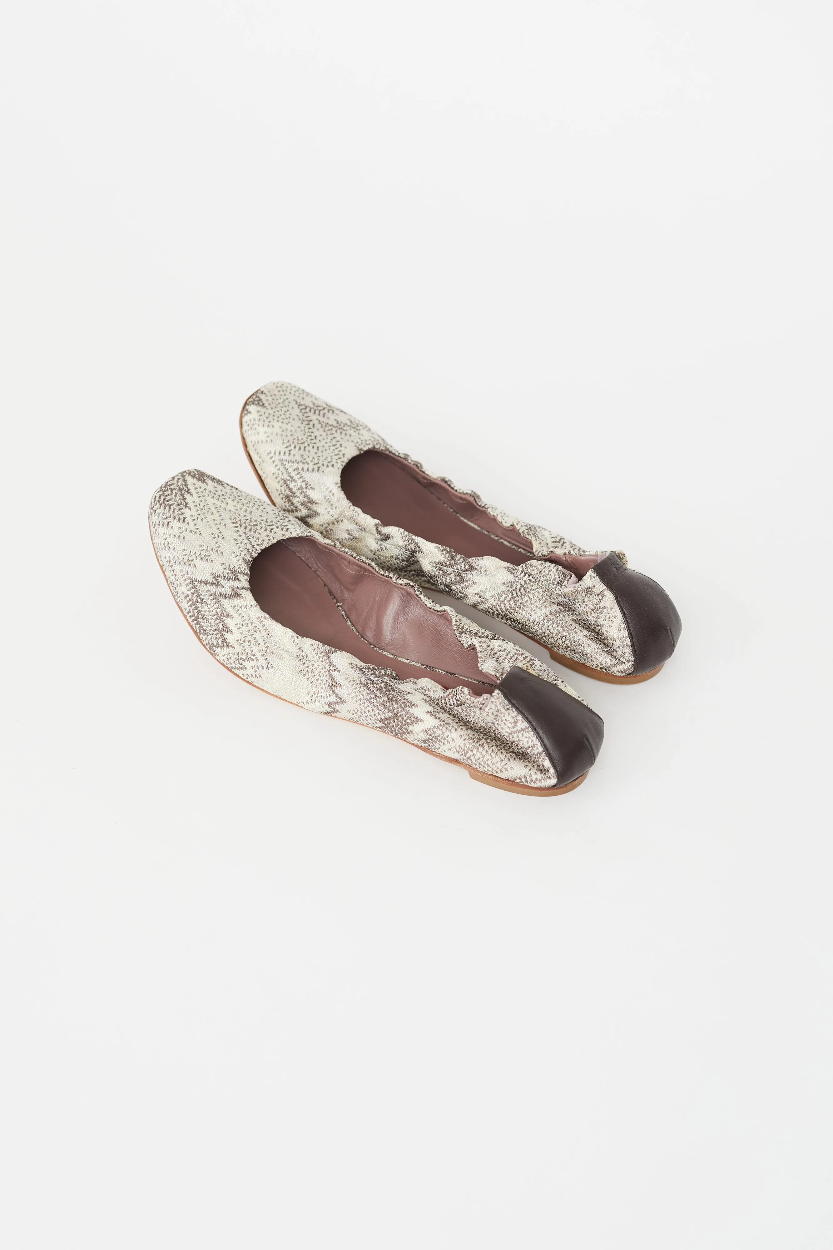 Grey & White Chevron Knit Ballet Flat