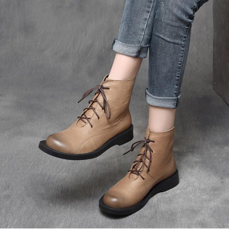 Handmade Wide Toe Winter Ankle Boots Women