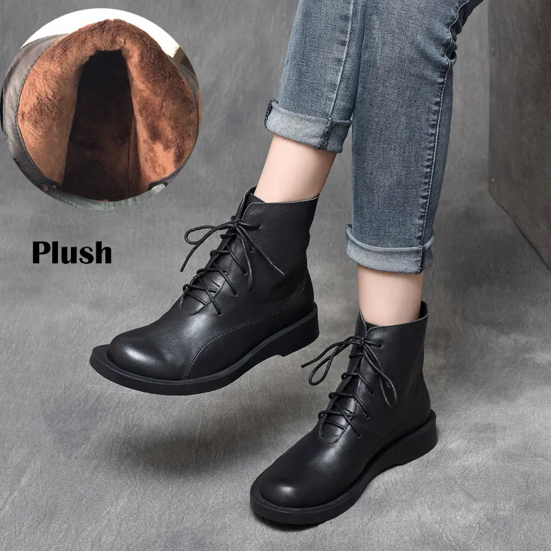 Handmade Wide Toe Winter Ankle Boots Women