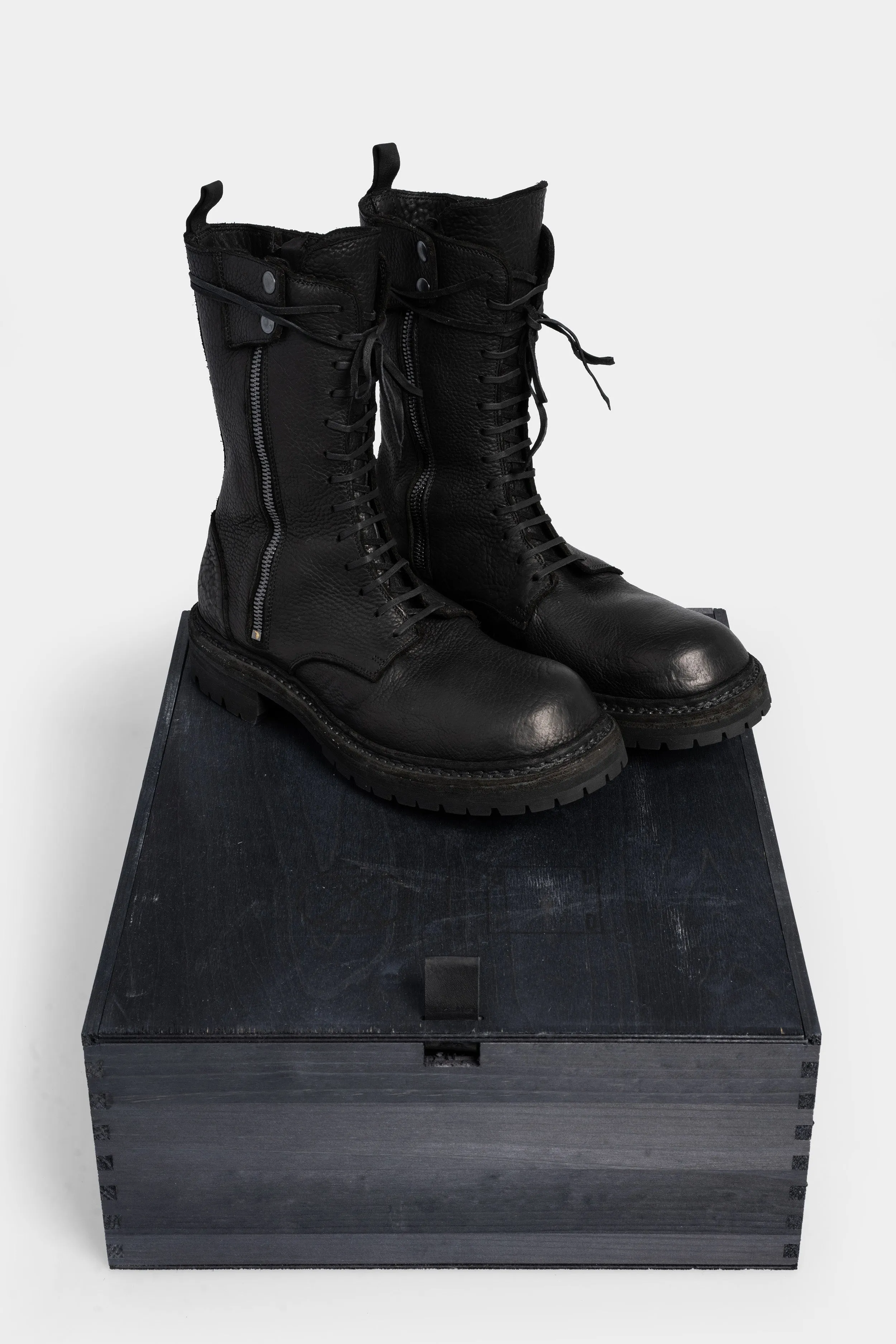 High laced combat zip boots | ER01V