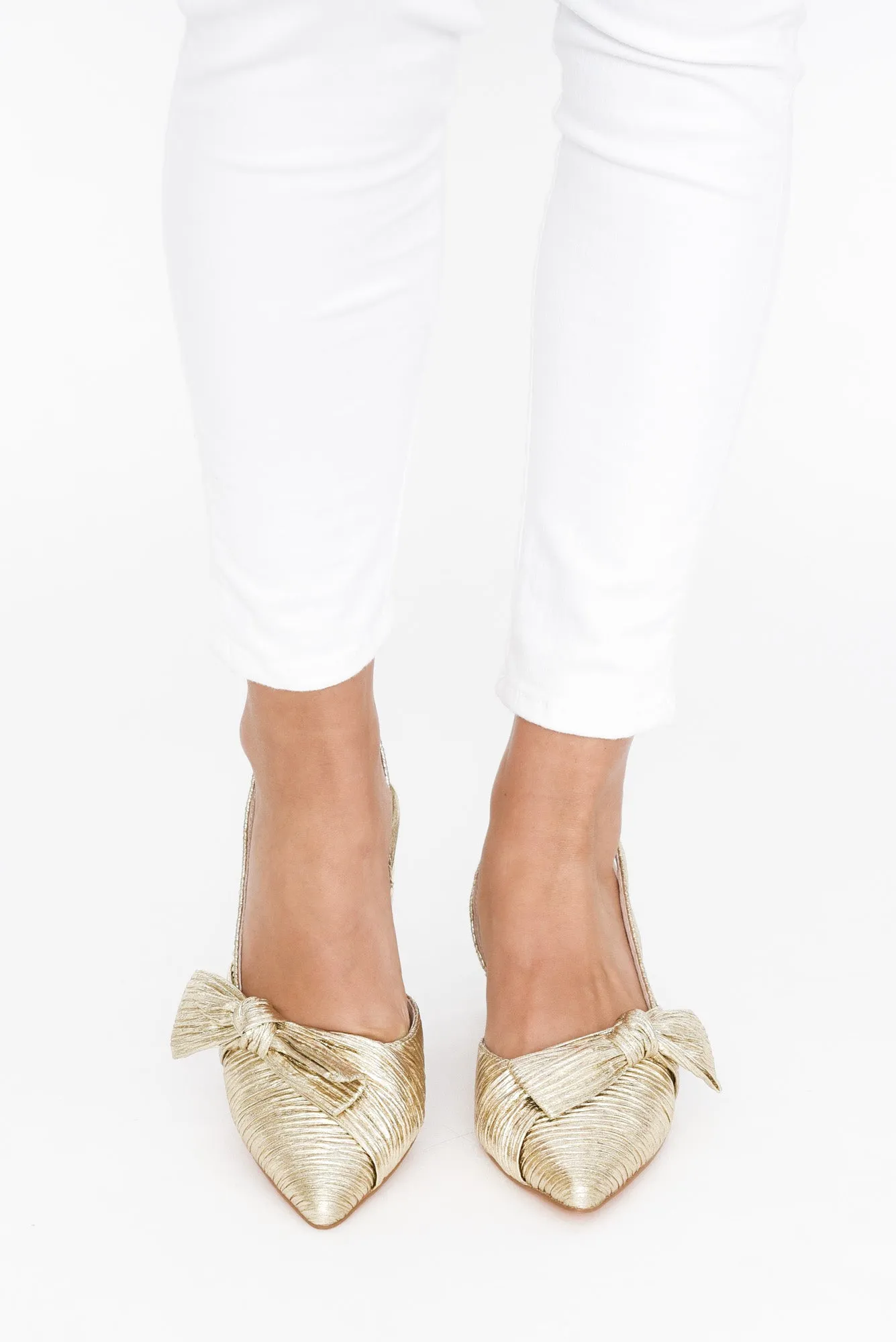 Isla Gold Bow Slingback Heel