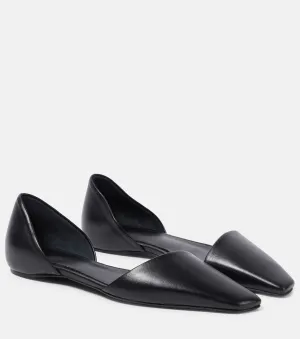 Leather ballet shoes asymmetric d'orsay. Toteme, black