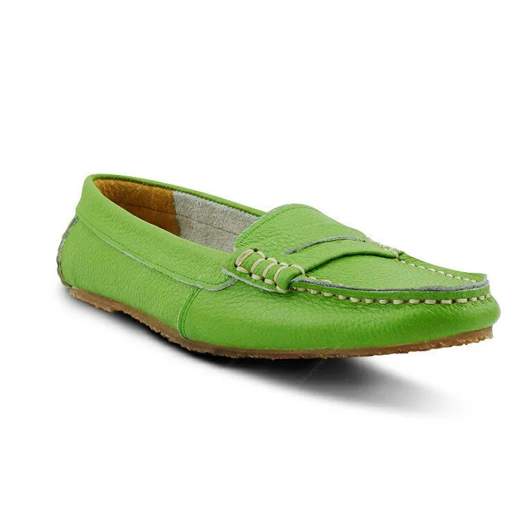 Leather Moccasin Wrinkle Soft Pomelo Green