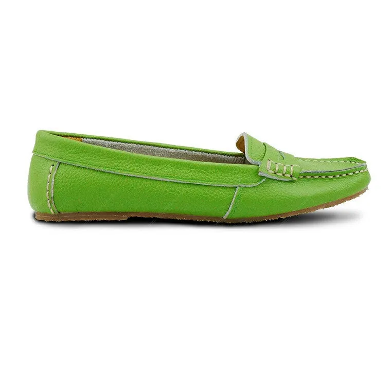 Leather Moccasin Wrinkle Soft Pomelo Green