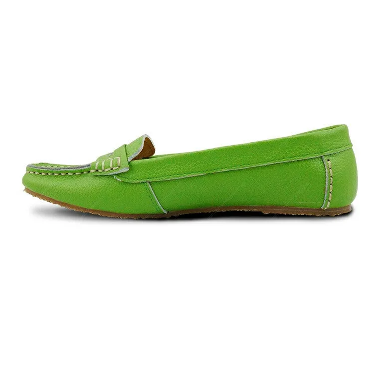 Leather Moccasin Wrinkle Soft Pomelo Green