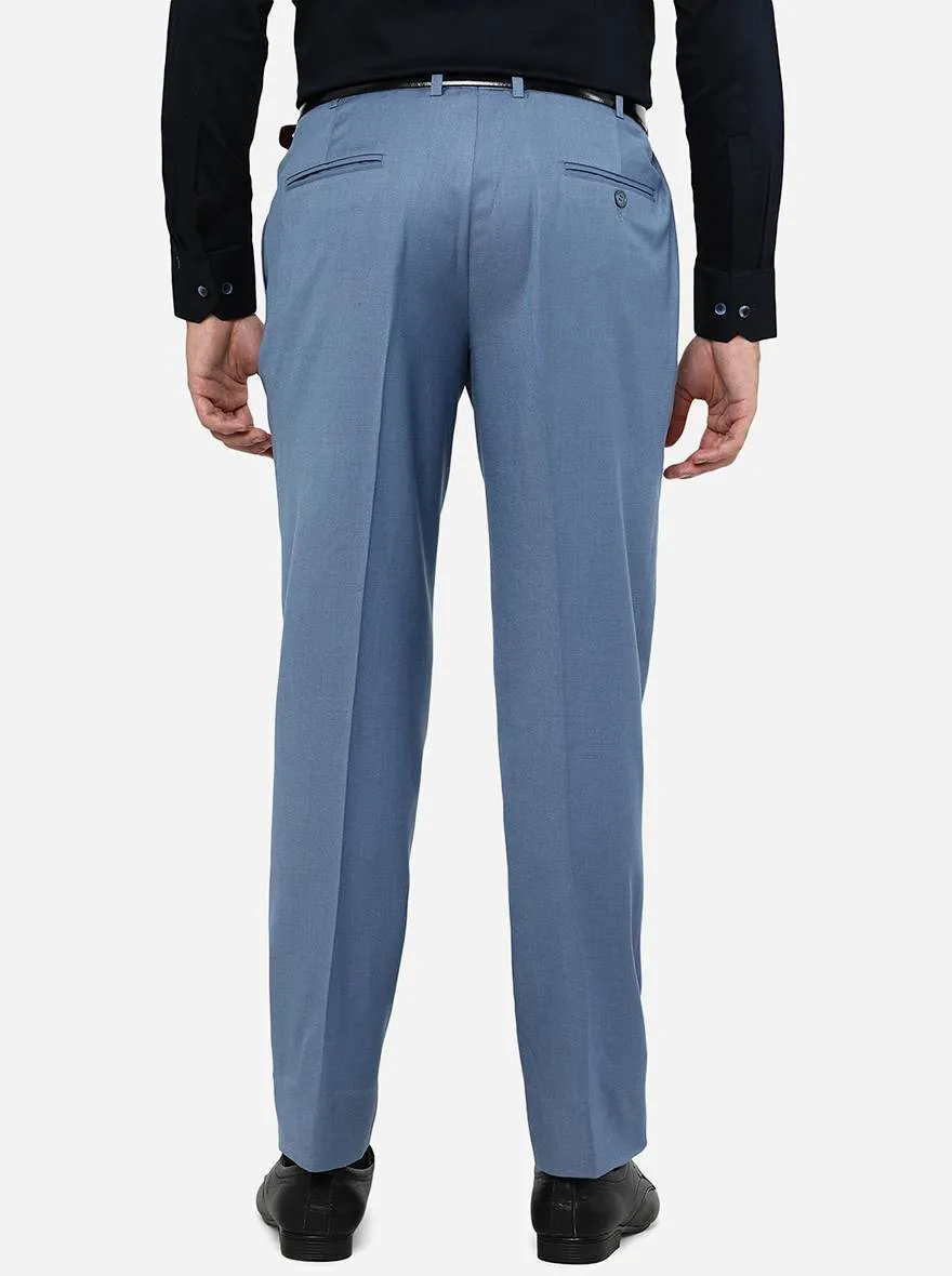 Light Blue Solid Classic Fit Formal Trouser | JadeBlue