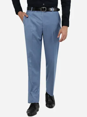 Light Blue Solid Classic Fit Formal Trouser | JadeBlue