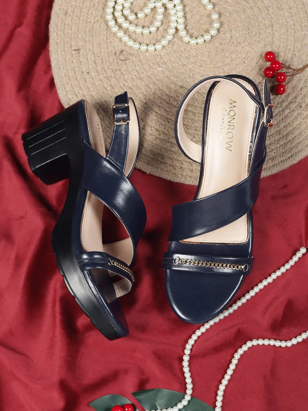 Lydia Navy Blue Block Heels