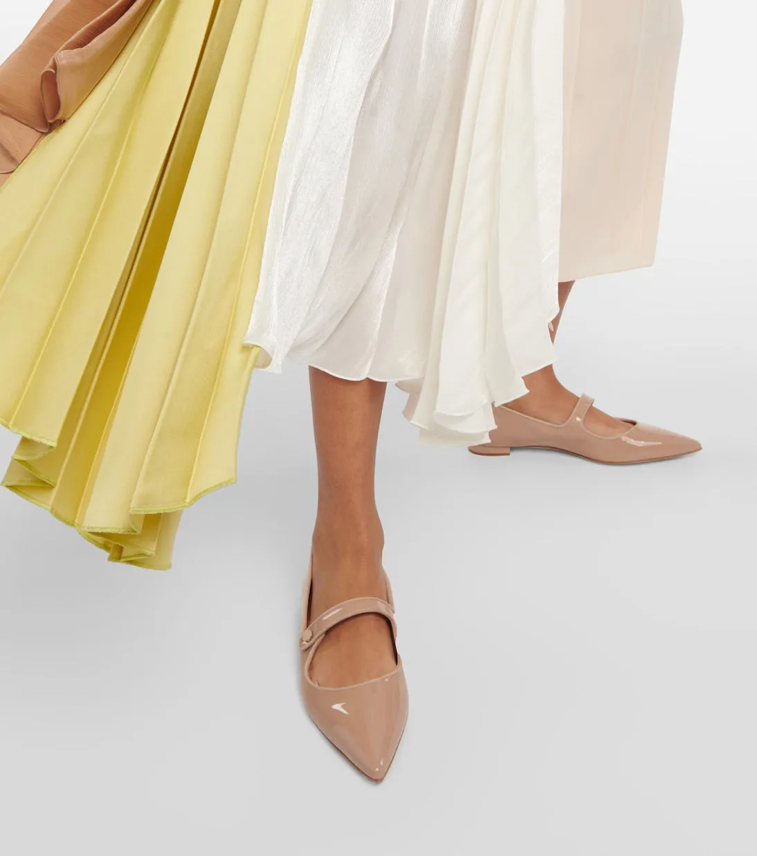 Manolo Blahnik campari patent flats, neutral