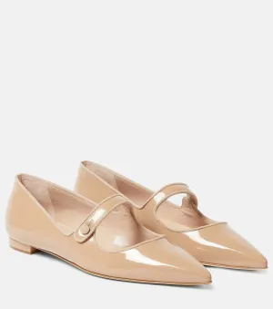 Manolo Blahnik campari patent flats, neutral