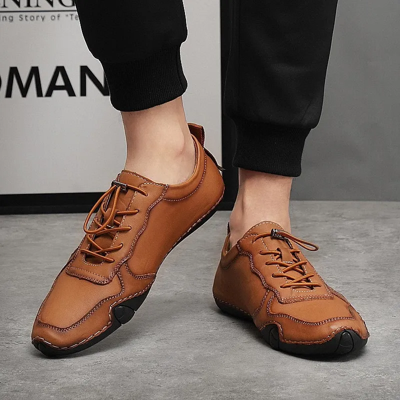 Man's leather vintage joker flat leisure loafers