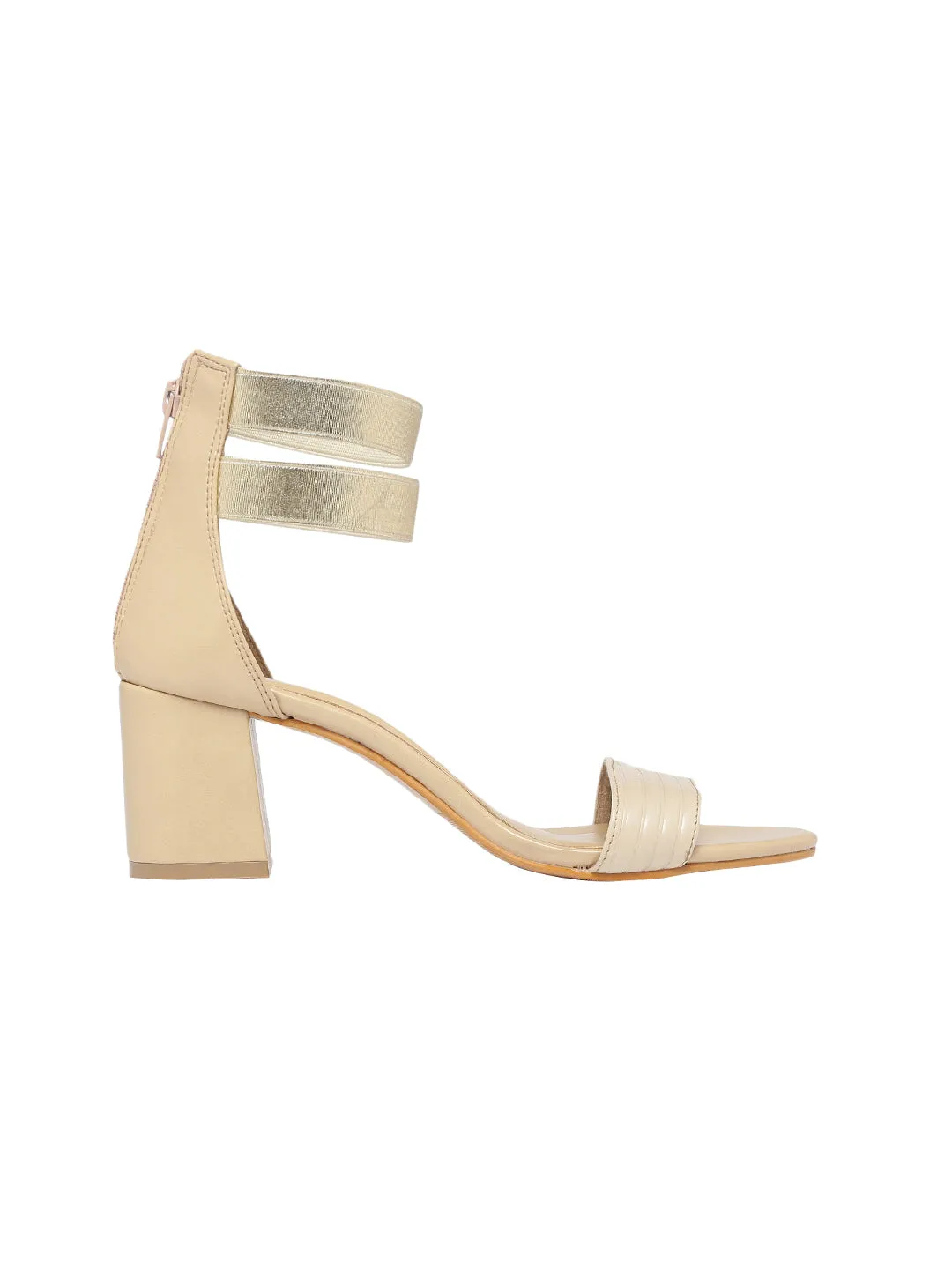 Mary Beige Block Heels