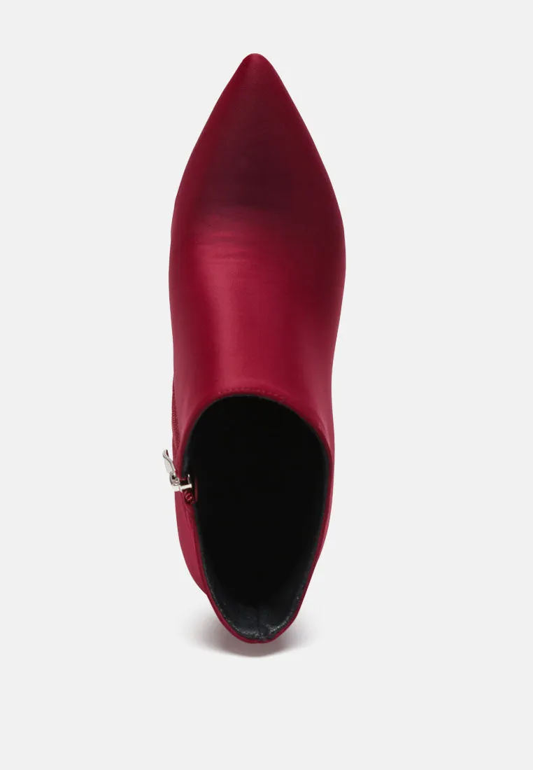 MELBA Pointed Toe Stiletto Boot in Burgundy