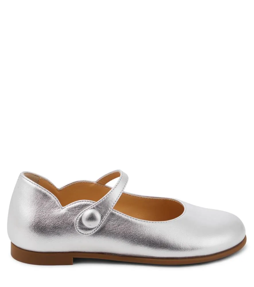 Melodie Chick Christian Louboutin Leather Ballet Shoes, Silver