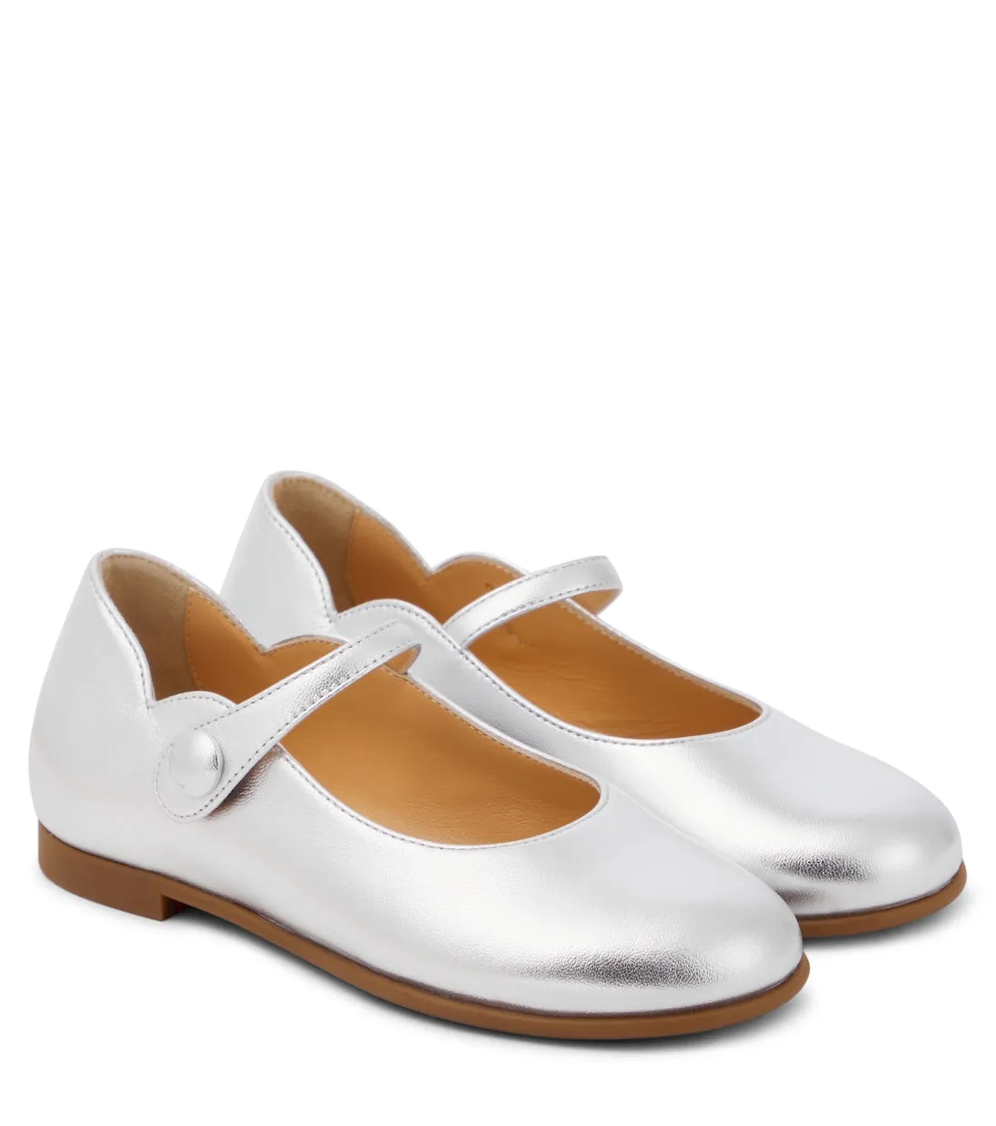 Melodie Chick Christian Louboutin Leather Ballet Shoes, Silver