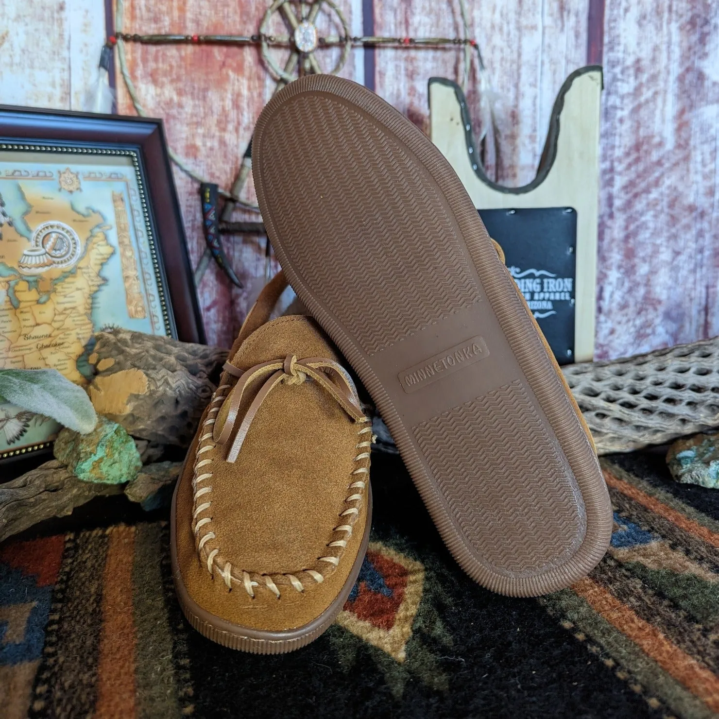 Men's Moccasin Slippers the "Pile Lined" by Minnetonka 3902 Brown