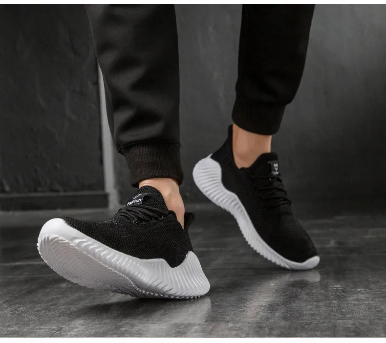 Men's White Walking and Running Shoes, Casual Sneakers for Men, Plus Size Available