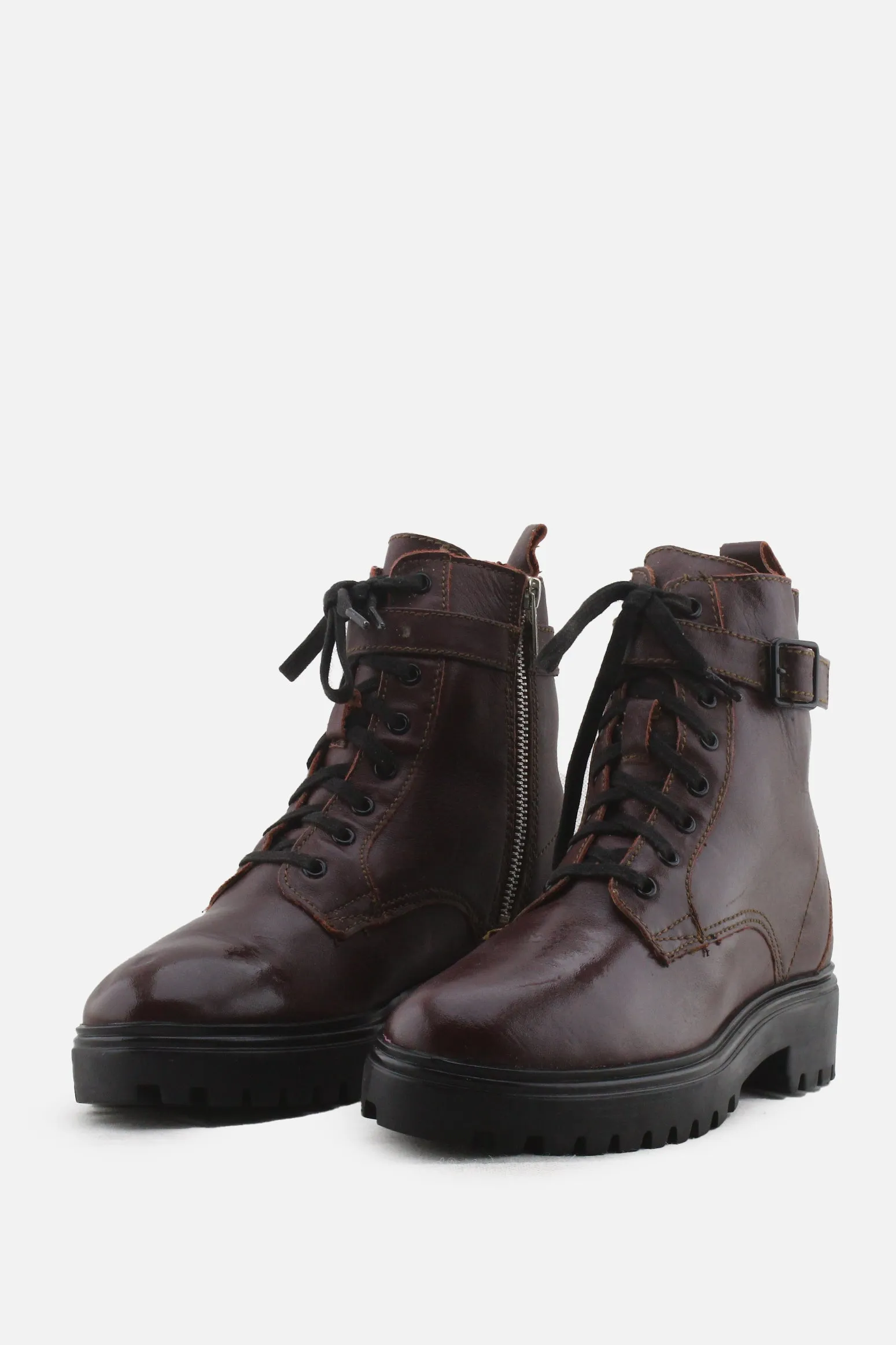 MNG Zipper Laces Combat Ankle Boots | 100% Authentic Leather