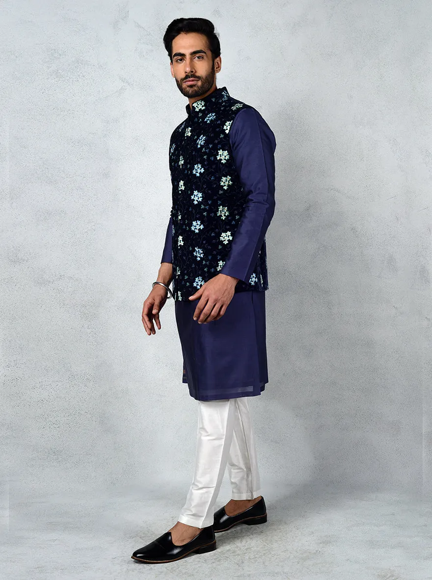 Navy Blue Bandhgala Jacket | TULA