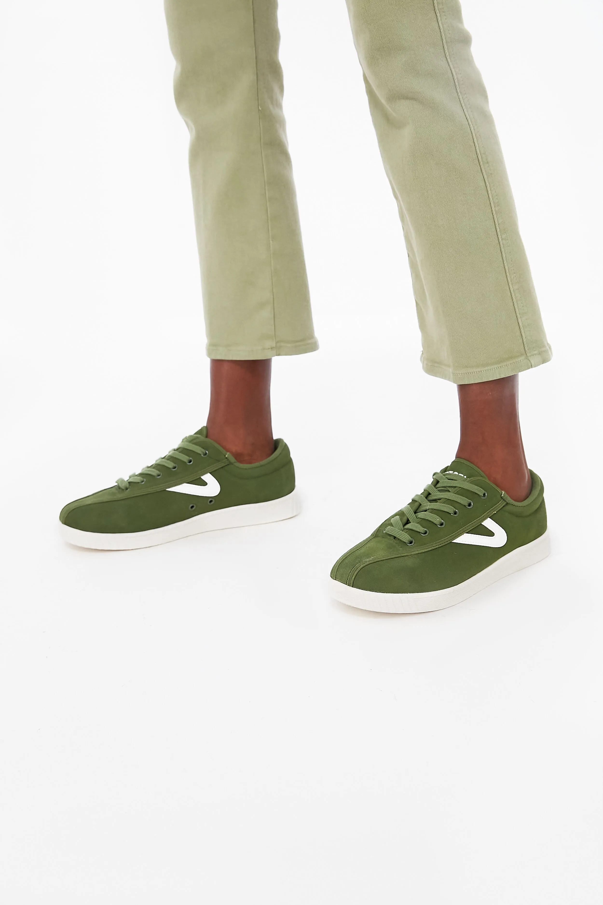 Olive Nylite Suede Sneakers