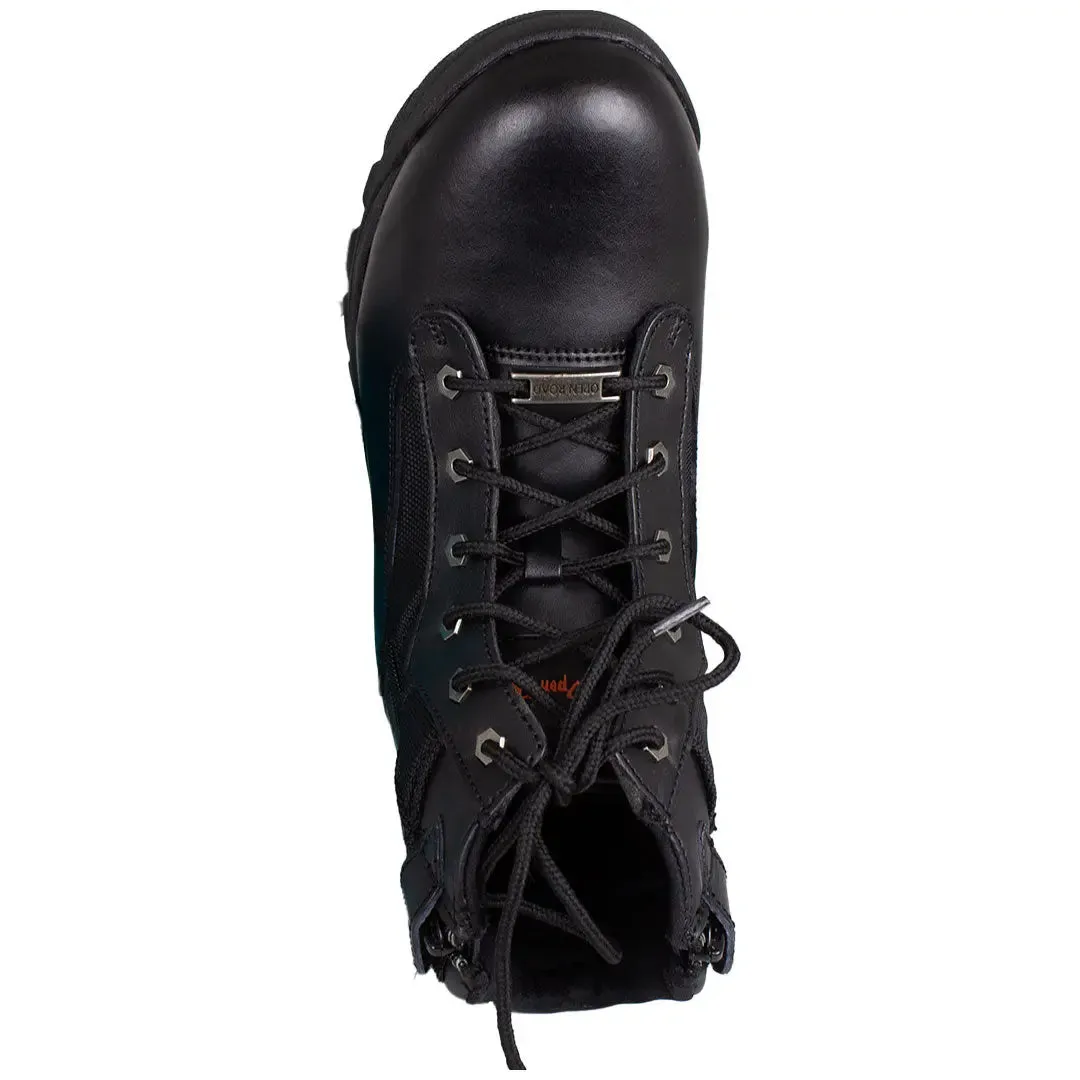 Open Road Women's Black Leather Tactical Lace-Up Boots with Side Zippers Entry