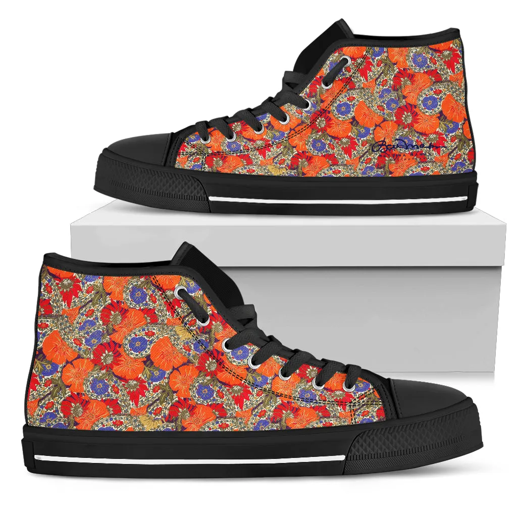 Orange Paisley  High Top Sneakers