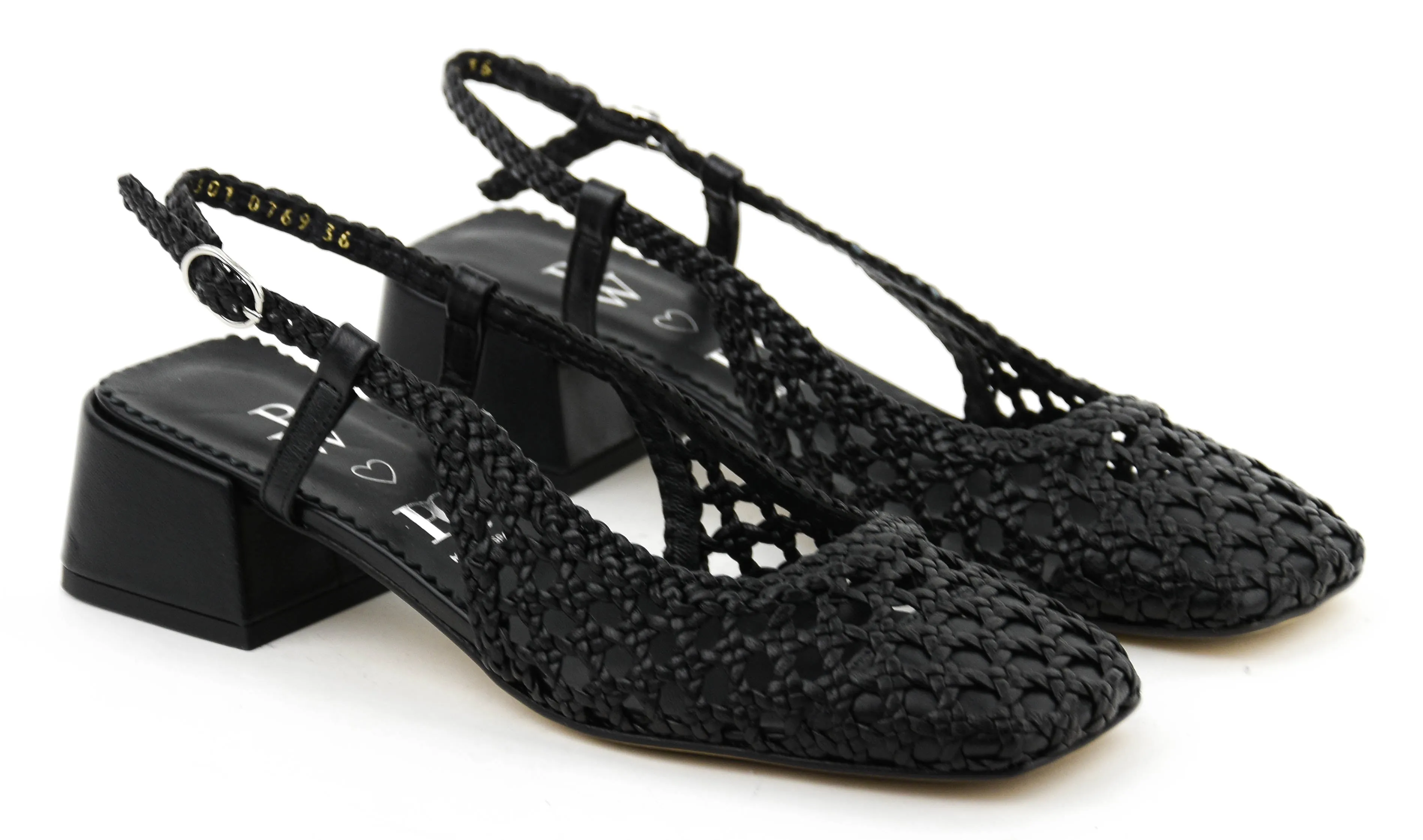 PAUL WARMER TIFFANY WOVEN SLINGBACK BLACK