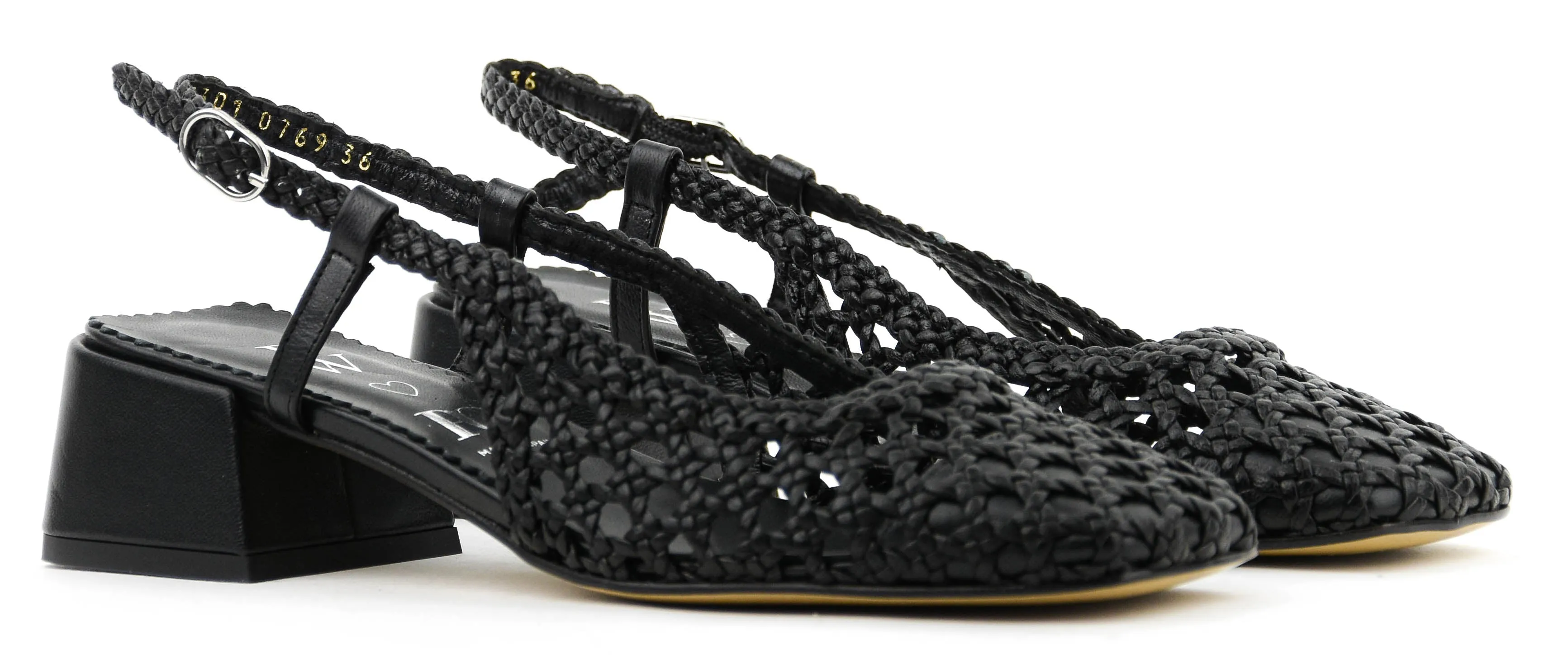 PAUL WARMER TIFFANY WOVEN SLINGBACK BLACK