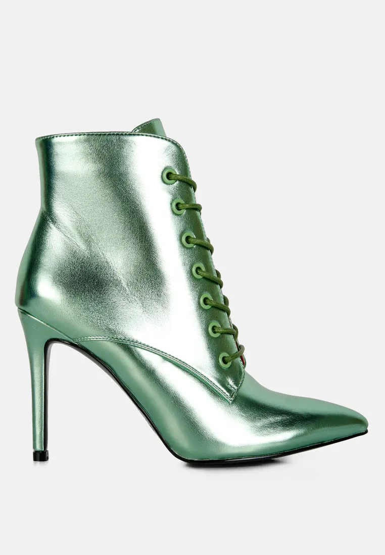 PIET Green Metallic Stiletto Ankle Boot