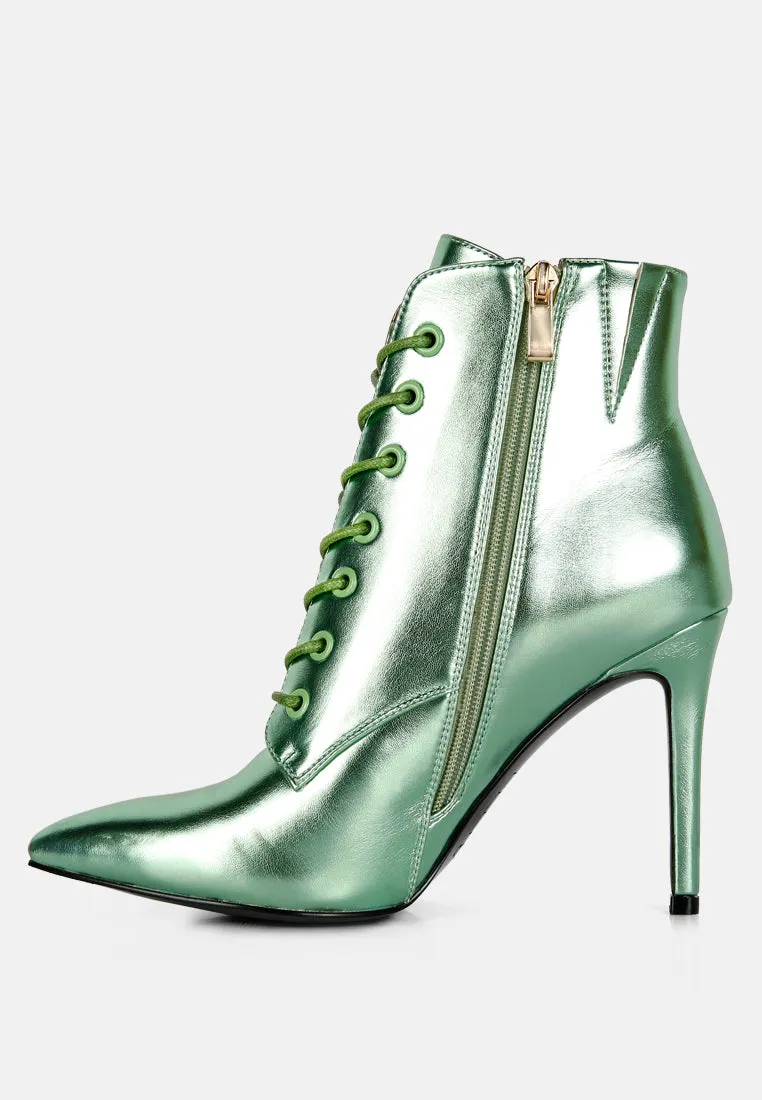 PIET Green Metallic Stiletto Ankle Boot