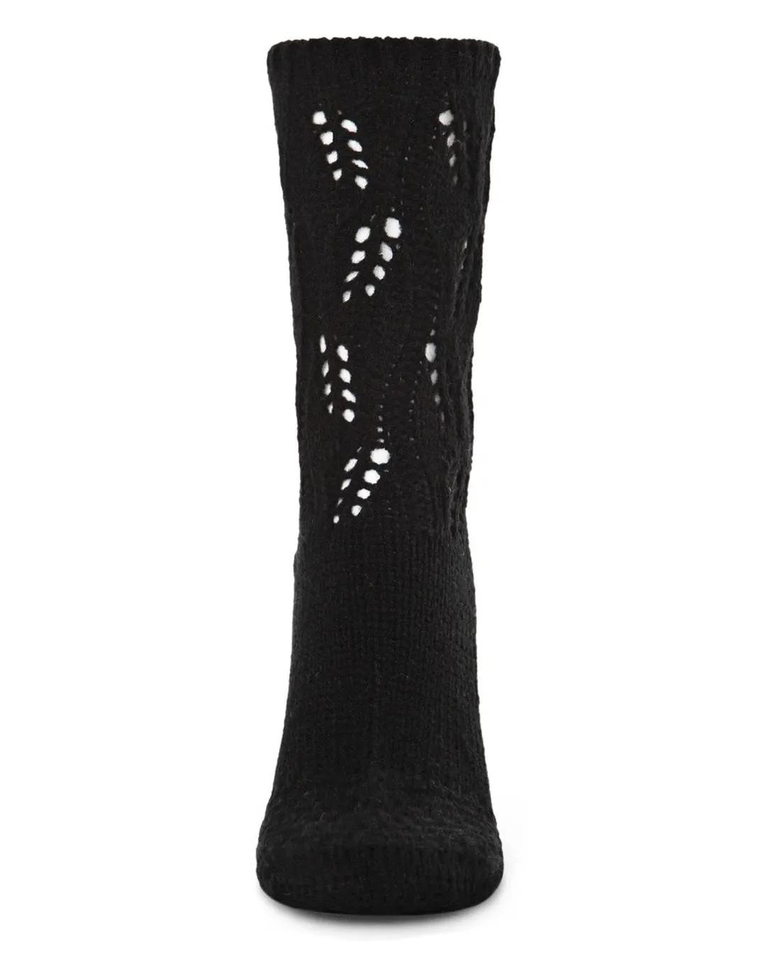 Pointelle Sweater Knit Socks in Black