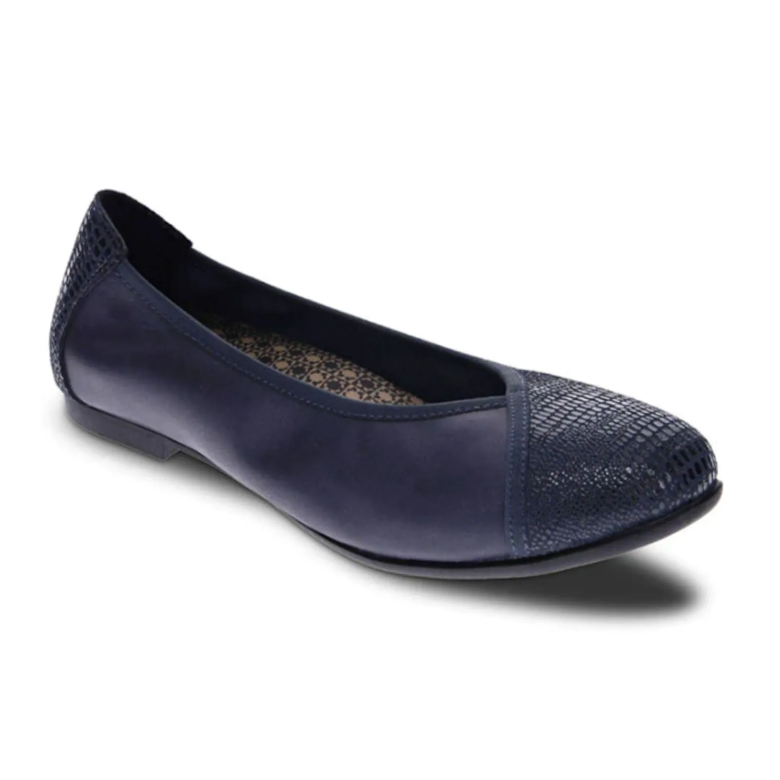 Revere Nairobi Ballet Flat (Women) - Navy Lizard