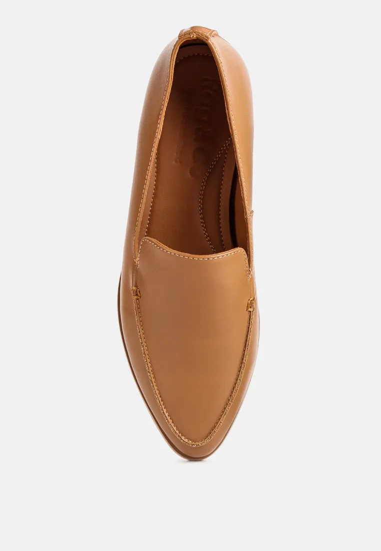 RICHELLI Metallic Sling Detail Loafers in Tan