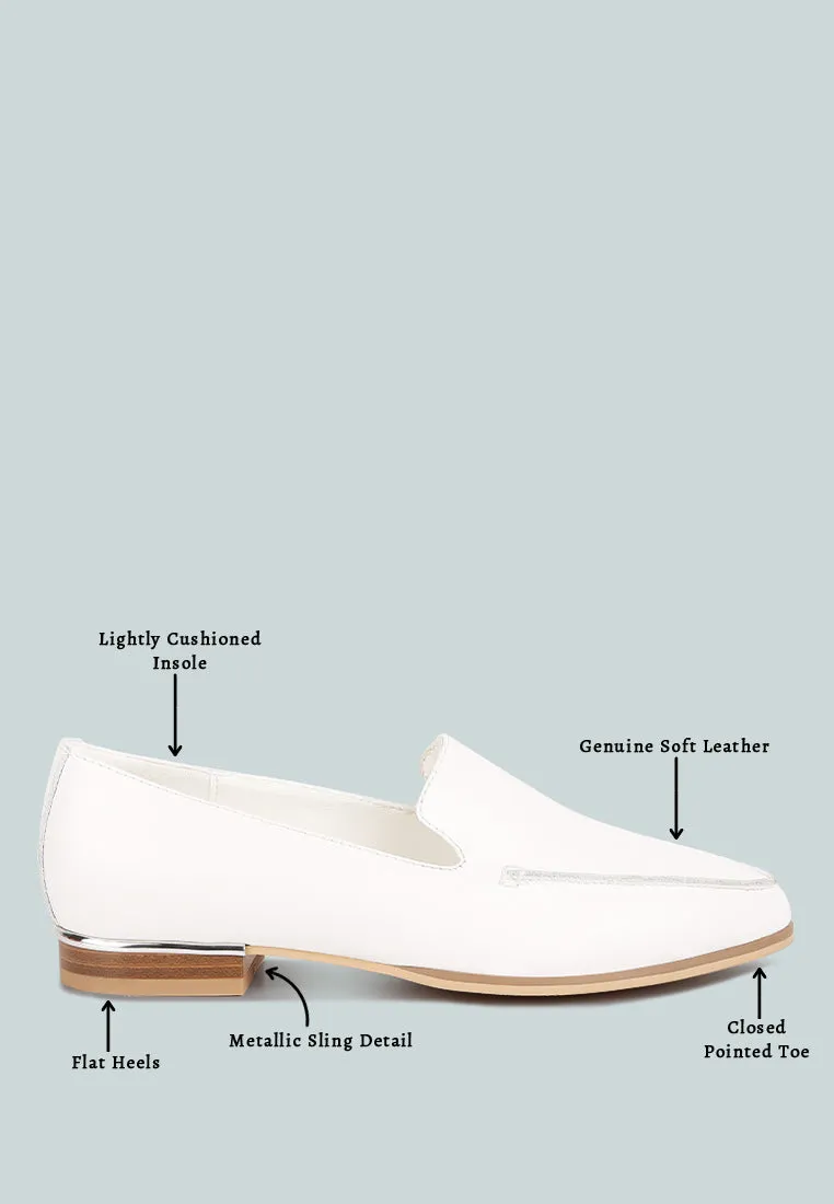 RICHELLI metallic sling detail loafers in White