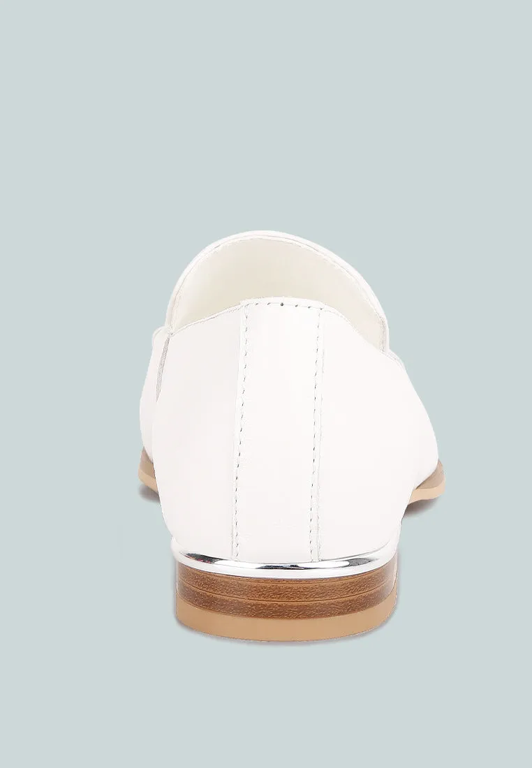 RICHELLI metallic sling detail loafers in White