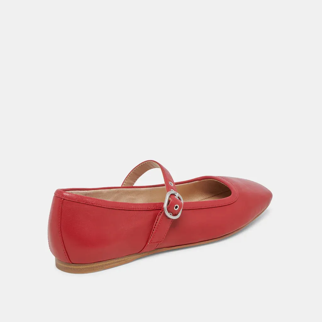 Rodni Ballet Flats- Red Leather