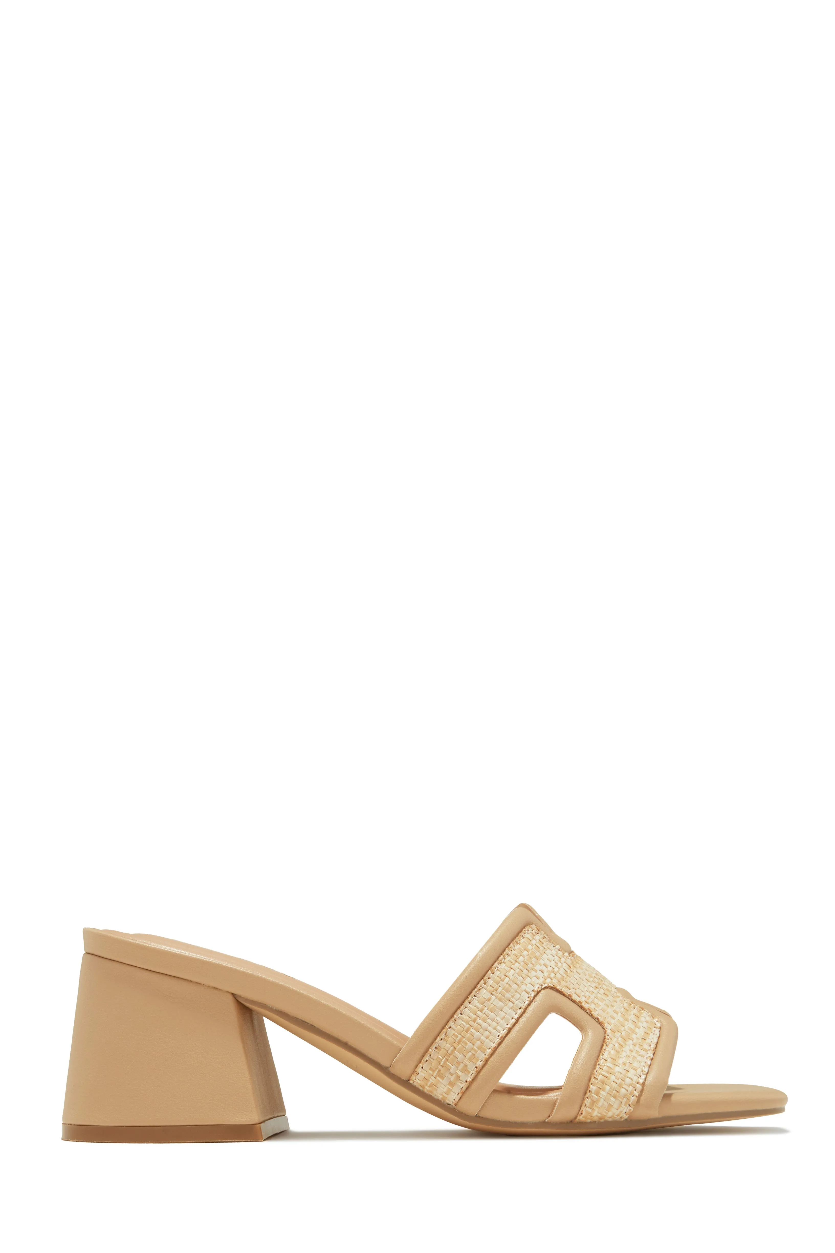 Roxanne Block Mid Heel Mules - Nude