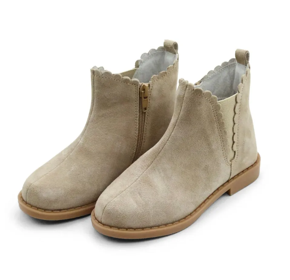 Sand Nicola Scalloped Chelsea Boot