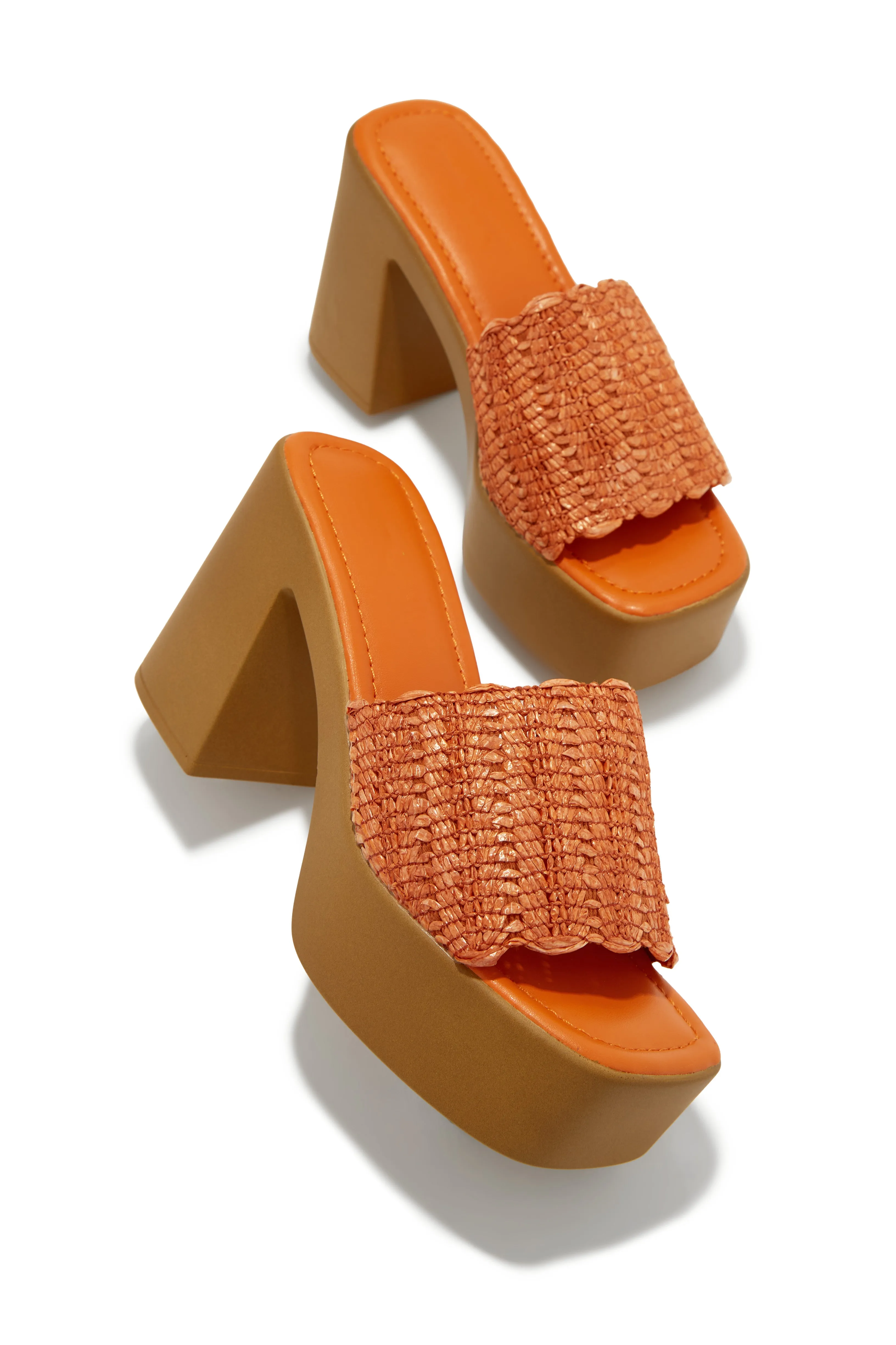 Sara Platform Block Heel Mules - Orange