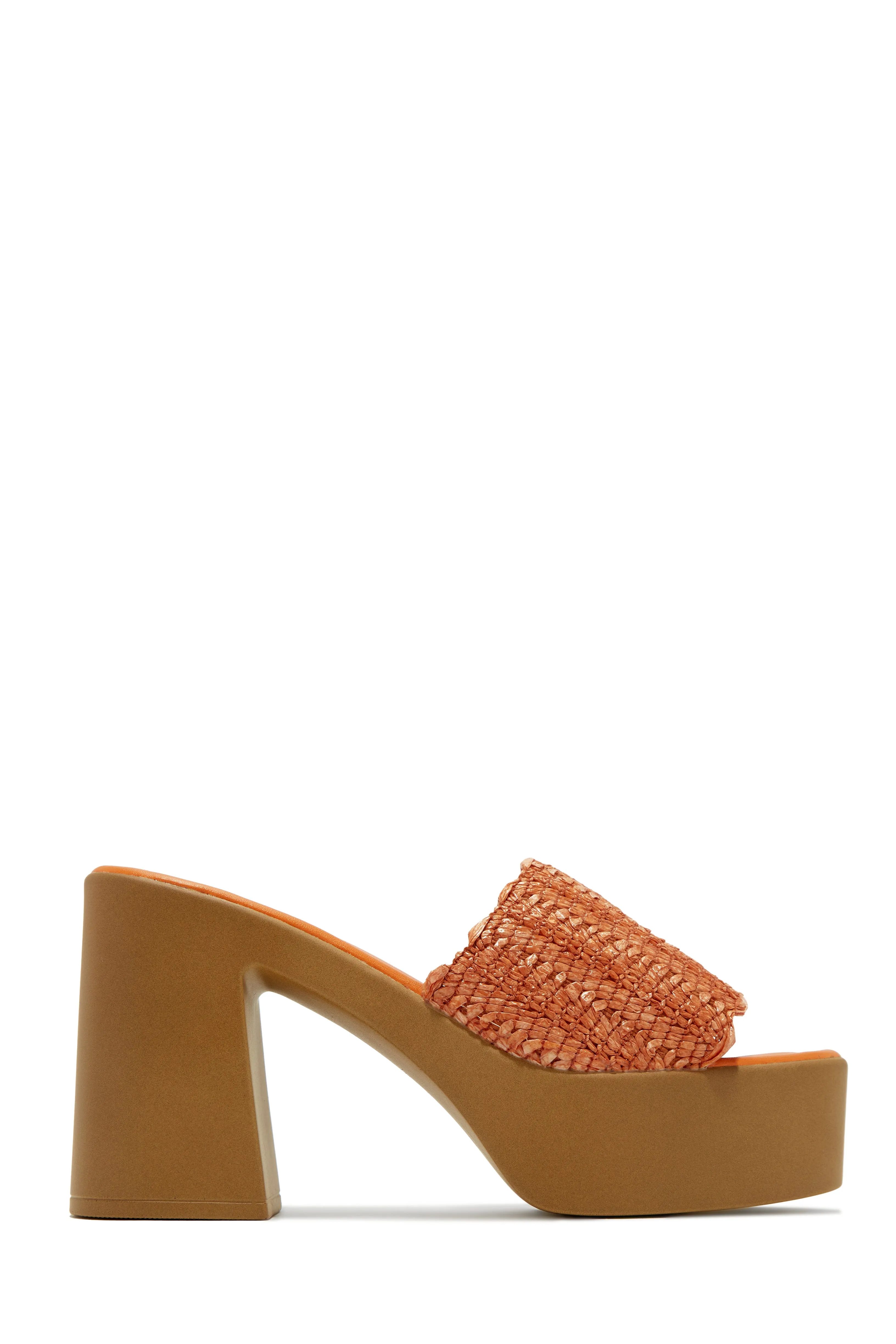 Sara Platform Block Heel Mules - Orange