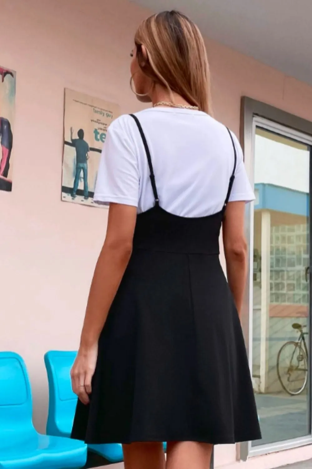 Solid Pinafore Dress Without Tee