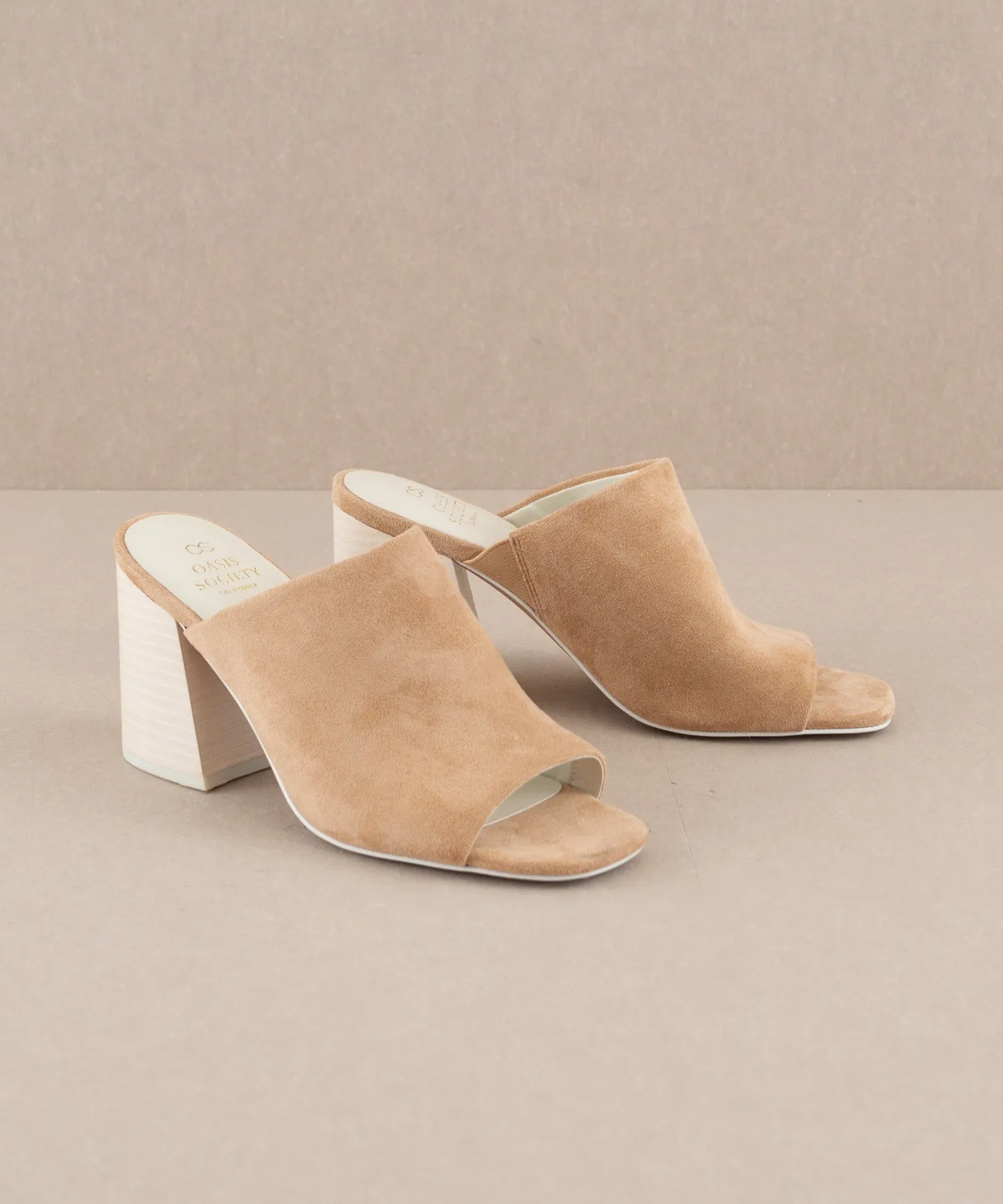 The Kathleen | Almond Block Heel Slides