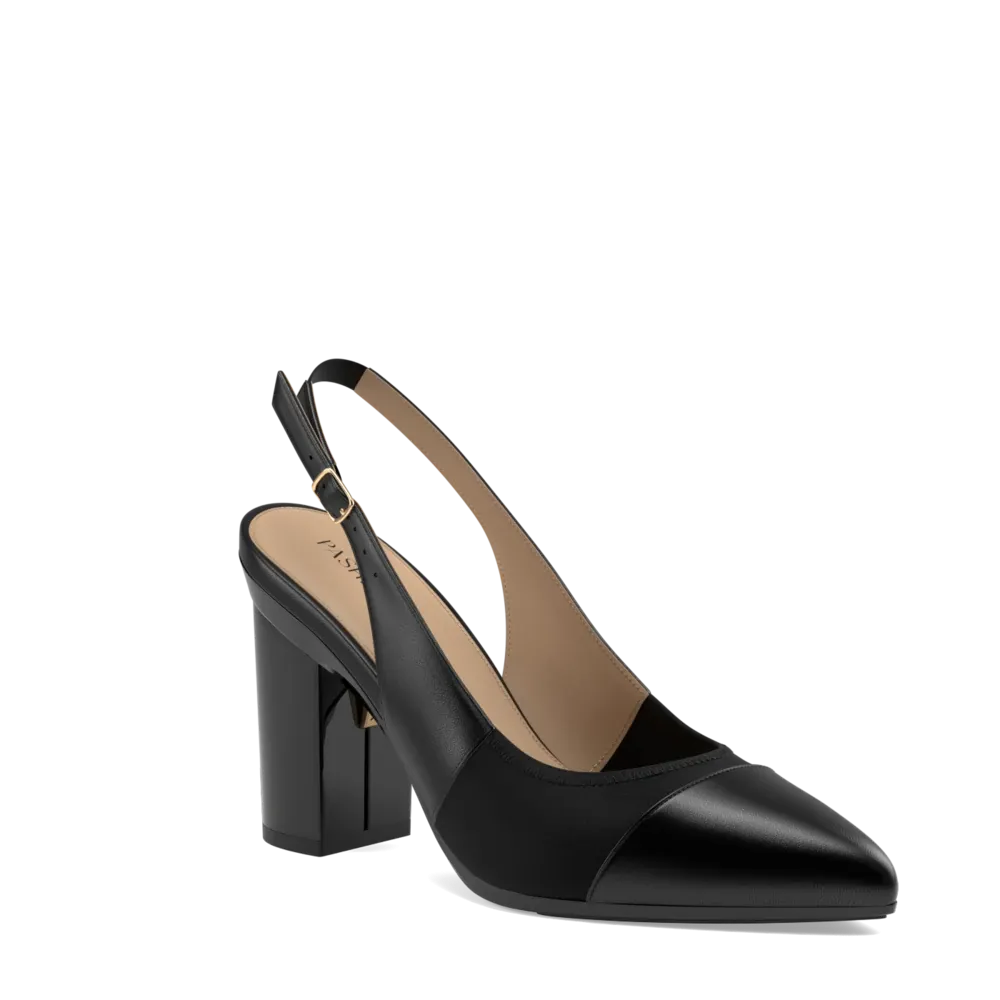 The Panel Slingback - Coal   Block Heel Kit 4 Coal - FINAL SALE