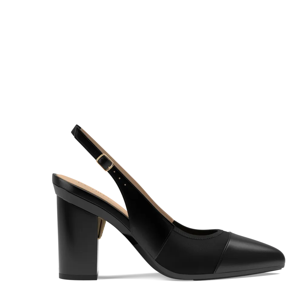 The Panel Slingback - Coal   Block Heel Kit 4 Coal - FINAL SALE