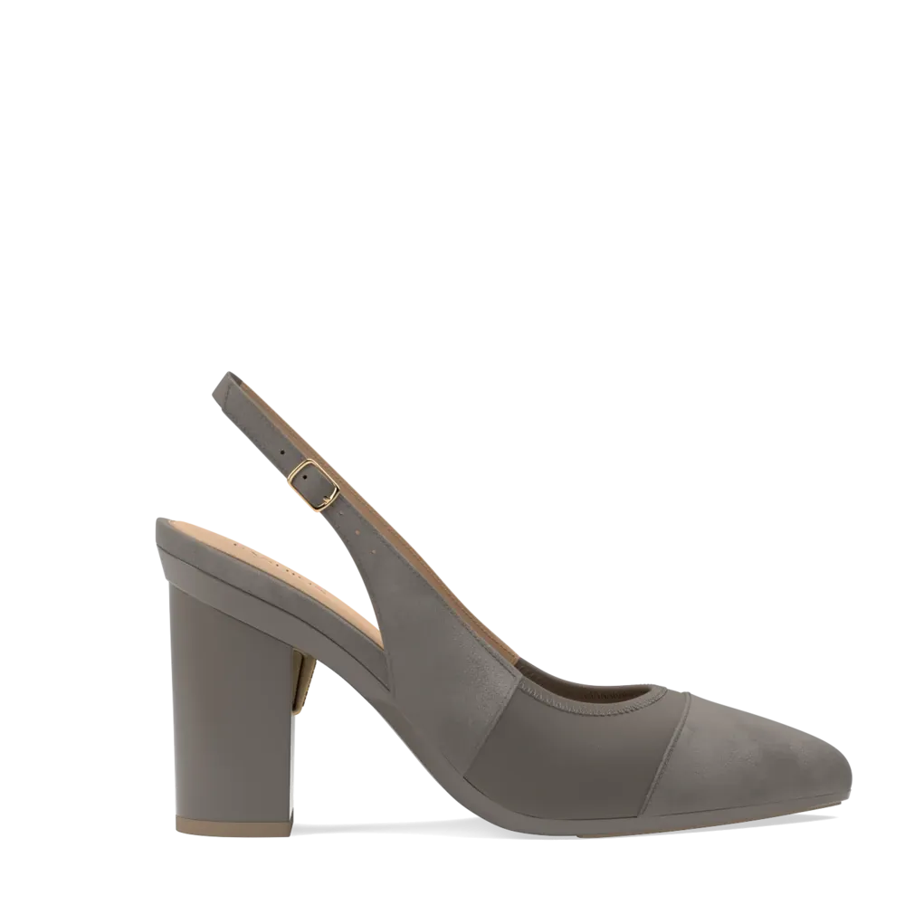 The Panel Slingback - Storm Suede   Block Heel Kit 4 Storm - FINAL SALE